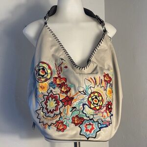 Floral Embroidered Hobo Bag